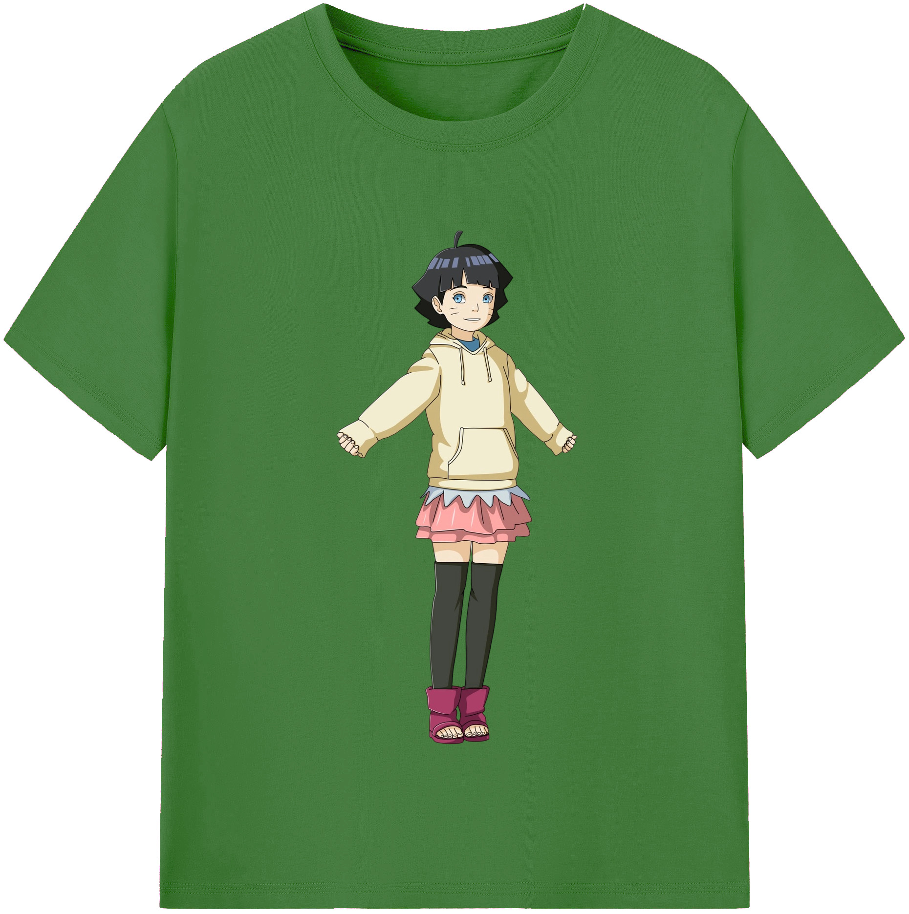 （画像用） NARUTO -ナルト- うずまき ヒマワリ Uzumaki Himawari レディースカジュアルプリントTシャツ（綿100％）